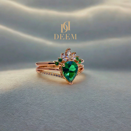 Emerald Majesty 2pc Ring Set